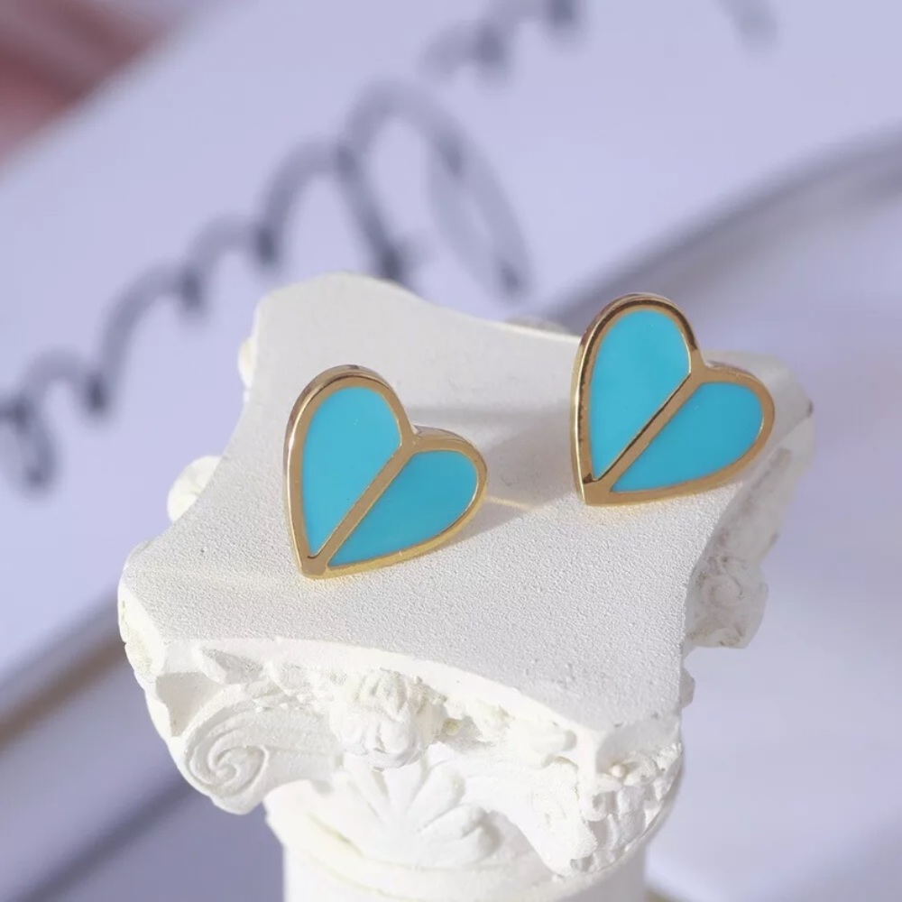 Kate Spade NY Blue Heritage Spade Heart Earrings
